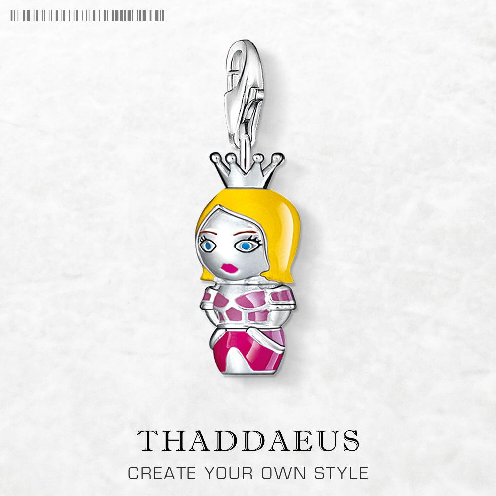Princess Doll Dangle Charm Pendant 925 Silver Women Cute Fine Jewelry Gift