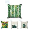Luxurious 18'' Green Tropical Plant Pillow Case Cotton Sofa Cushion Cover Decorative
