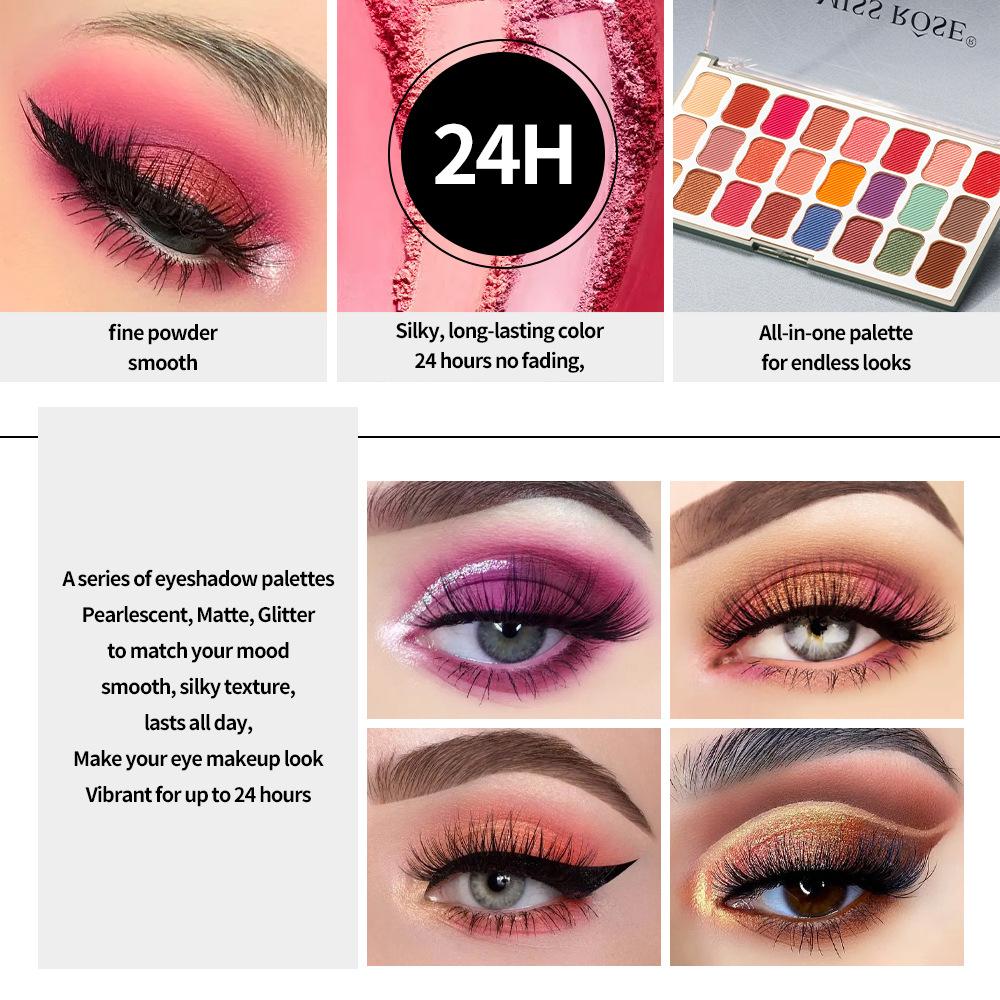 MISS ROSE 24-в-1 Изысканные тени для век для девочек Матовые мерцающие профессиональные тени для макияжа