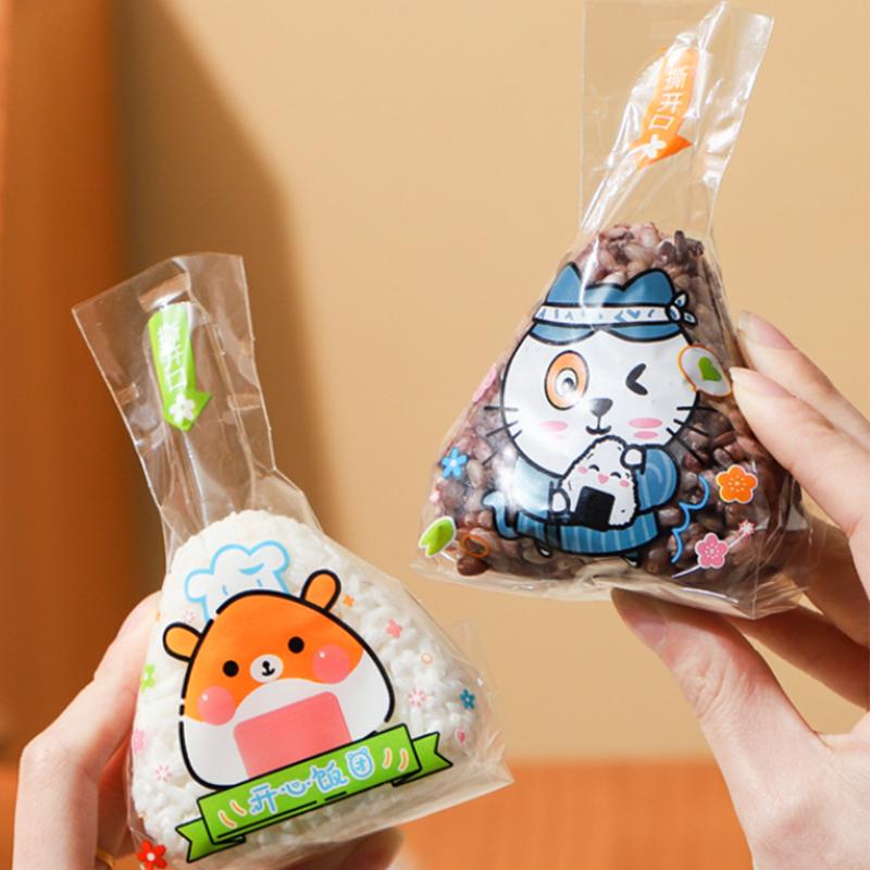 100 шт., симпатичный мультяшный треугольный пакет для упаковки рисовых шариков, водоросли, онигири, суши, инструменты, принадлежности для бэнто