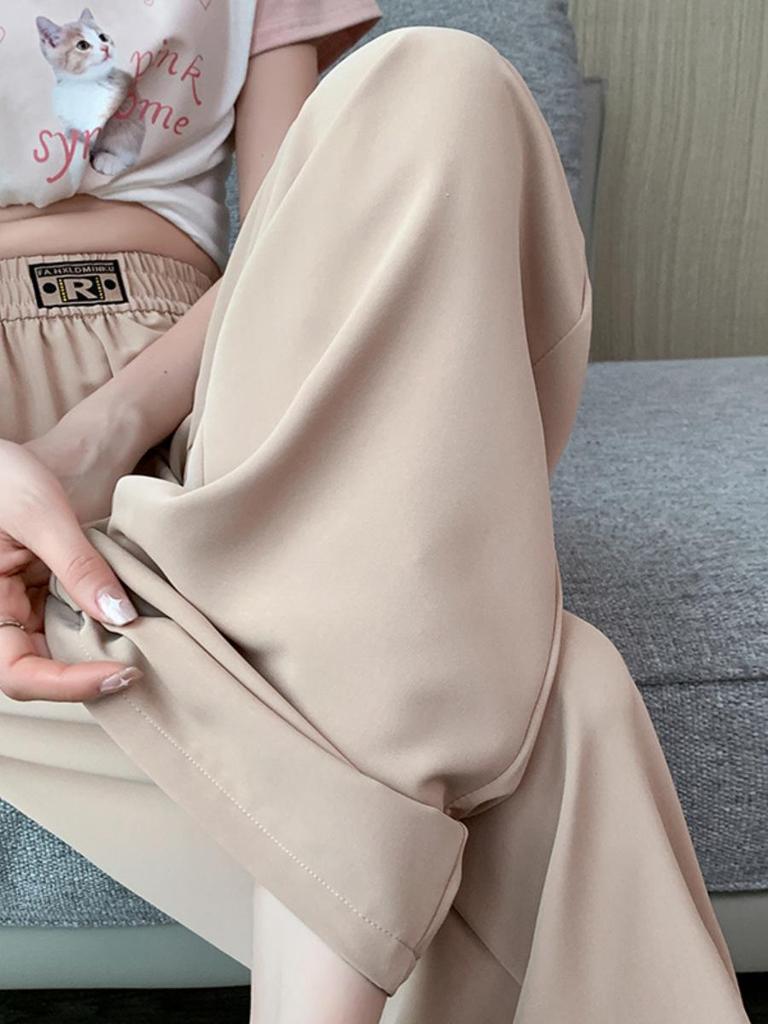 Women's Summer High-Waist Ice Silk Wide-Leg Pants