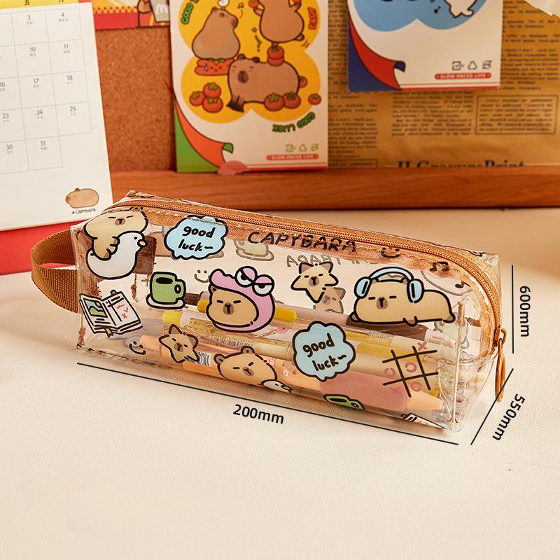 1 шт. милый капибара прозрачный ПВХ пенал портативный Kawaii сумка для ручек для мальчиков и девочек водостойкая канцелярские принадлежности для офиса и школы
