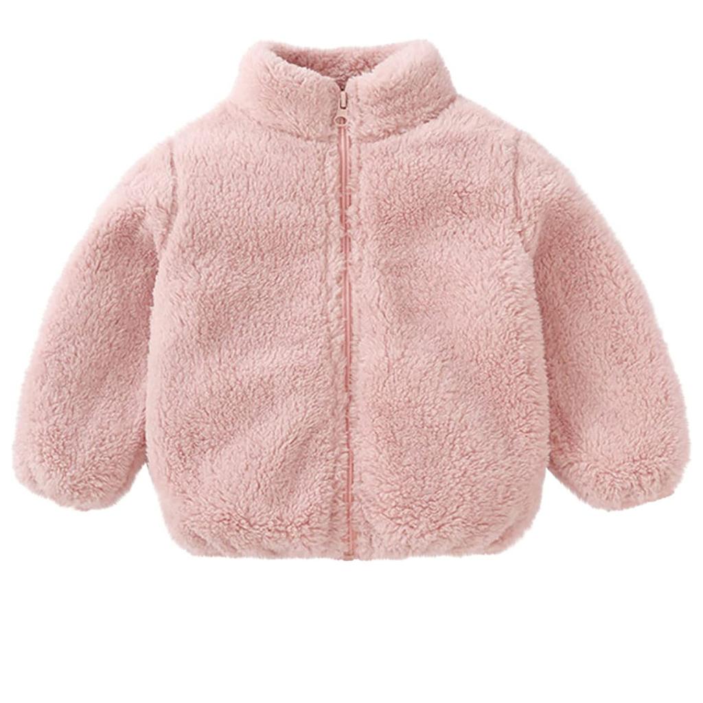 Симпатичное однотонное толстое флисовое пальто на молнии для маленьких девочек и мальчиков, теплая верхняя одежда