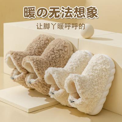 Хлопковые тапочки на высоком каблуке-сумке женские зимние 2025 новые теплые плюшевые домашние комнатные плюшевые хлопковые туфли зимние