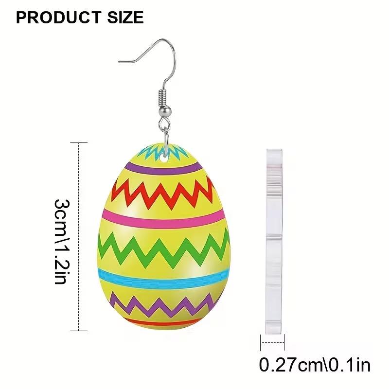 Cross-border new style acrylic earrings, colorful striped Easter egg design, simple and fashionable acrylic earrings.