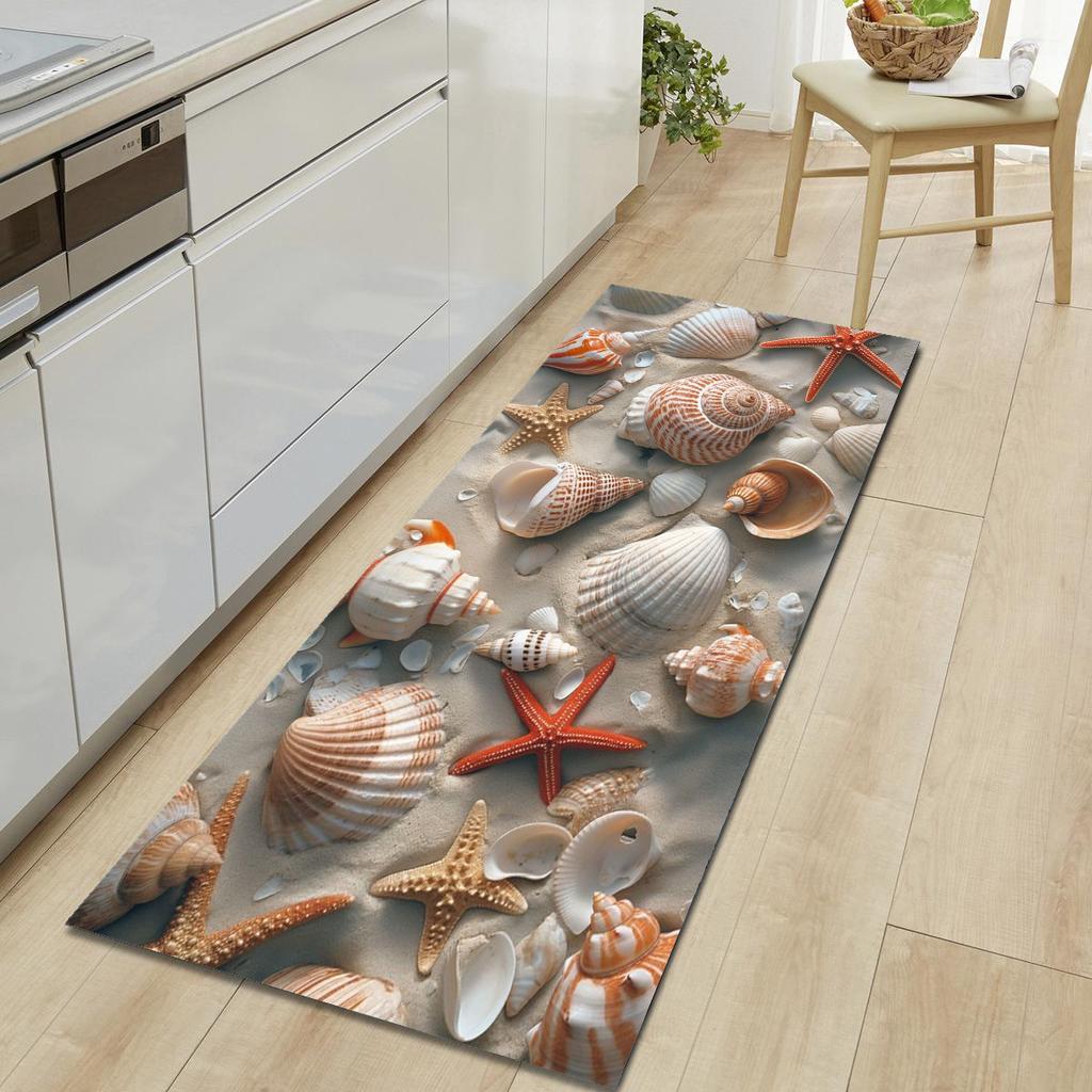 1Pcs Beach Soft Stones Pattern Floor Mat Modern Kitchen Polyester Rug Non-Slip Colorful Indoor Carpet, For Home Bathroom Bedroom Living Room Decor