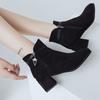 Ladies' Velvet Warm and Charming Fashion Sexy High Top Boots Leather Shoes Fashionable Thick Heel Fashion Boots Short Leg Women's Boots