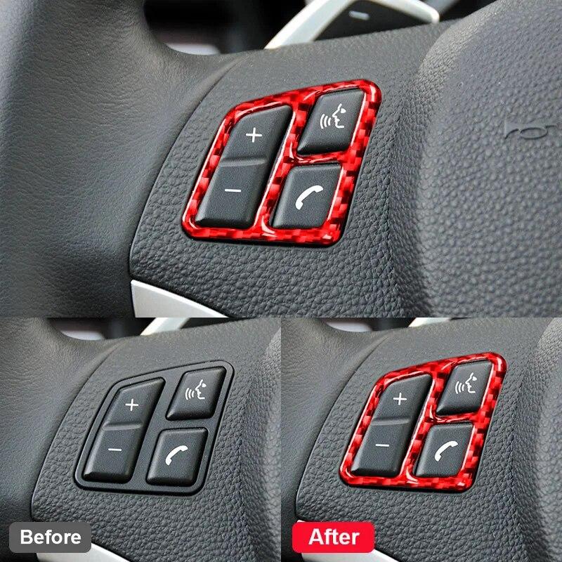 2 шт. стайлинга автомобилей из настоящего углеродного волокна, авто руль, кнопка, накладка, наклейки для BMW 3 серии E90 2005-2012