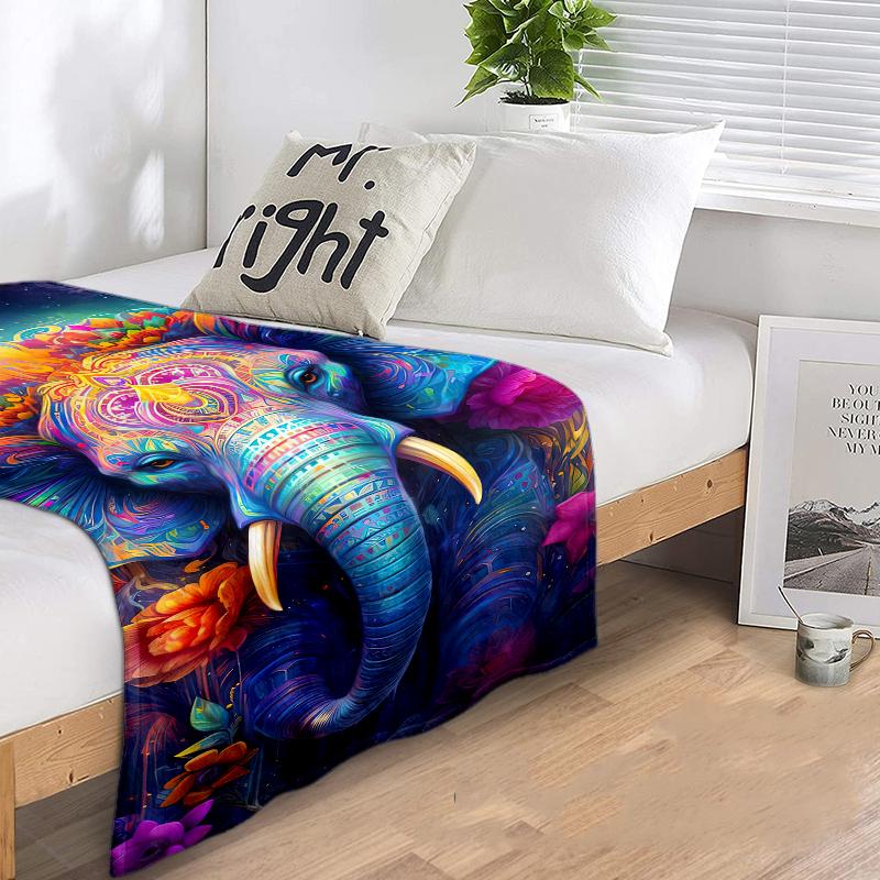 1PC Elephant Elements printed blanket, all season lightweight home office outdoor nap multifunctional blanket A14