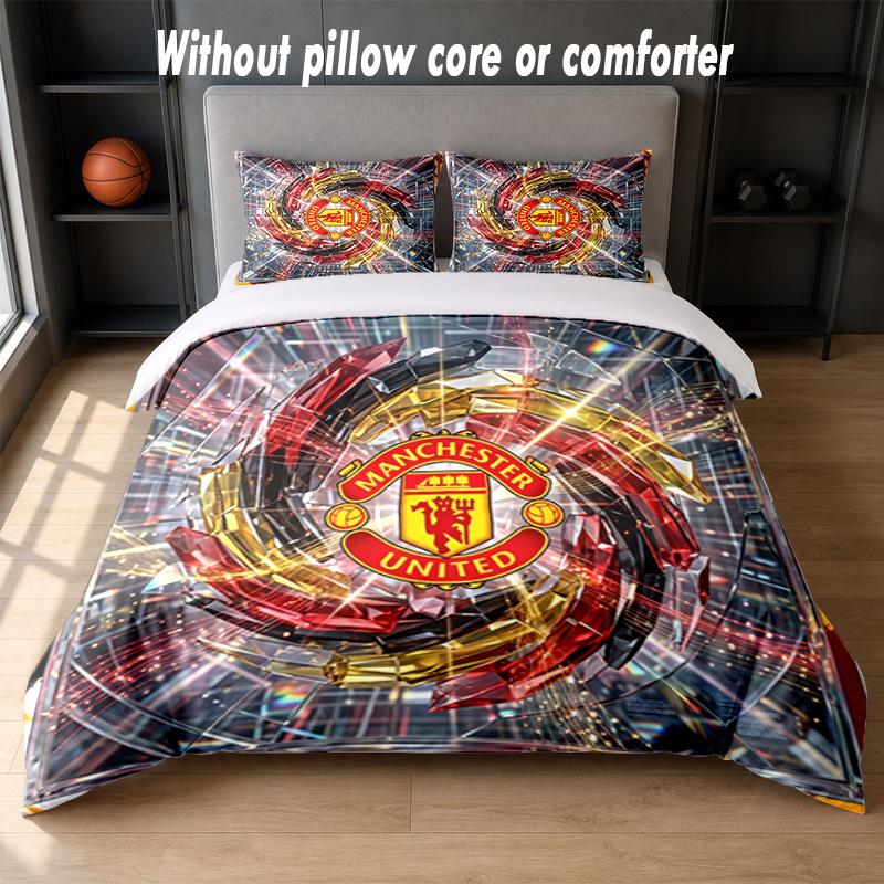Дизайн Manchester United Постельное белье 1 пододеяльник + 2 наволочки Мягкое дышащее домашнее постельное белье