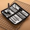 10 шт. Портативные столовые приборы Дорожный набор для кемпинга Набор столовой посуды из нержавеющей стали Нож Вилка Ложка Палочки для еды Щетка для соломинки Подарок