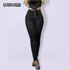 Spring and Autumn Strapping Slim Small Leg Jeans Women's High-waisted Thin Hip-lifting Trousers