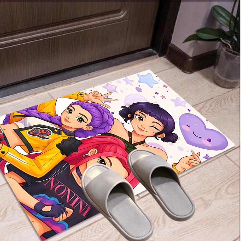 KPop Demon Hunters Pattern Rug, Indoor/Outdoor Mat, for Picnic, Gameroom, Bedroom, Office, Living Room, Home Decor Carpet, Birthday Gift