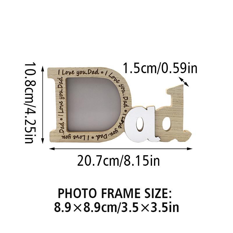 Letter Heart Photo Frame Wooden English Letter Photo Frame Dad Papa Mum Pattern Picture Frame