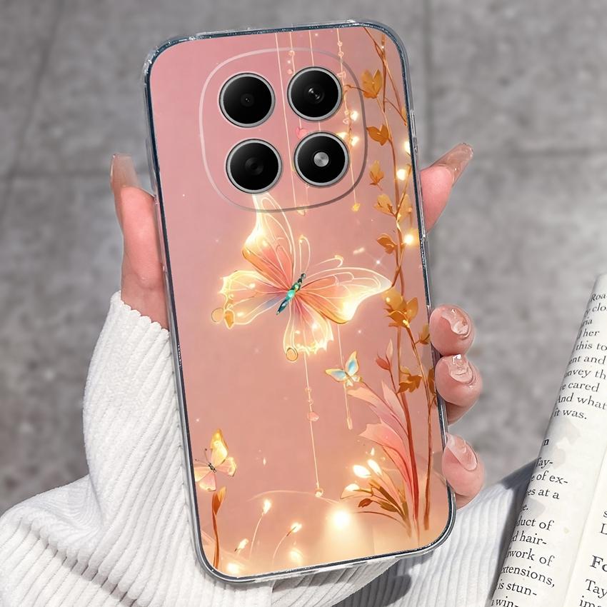 For Redmi Note 15 14 13 Pro Plus 5 5A 4 4X Phone Case Chinese Style Red-Crowned Crane Patterns Transparent TPU Shockproof Casing For Redmi Soft Covers