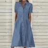 Spring Hot Style Shirt Collar Casual Denim Short Sleeve Dress