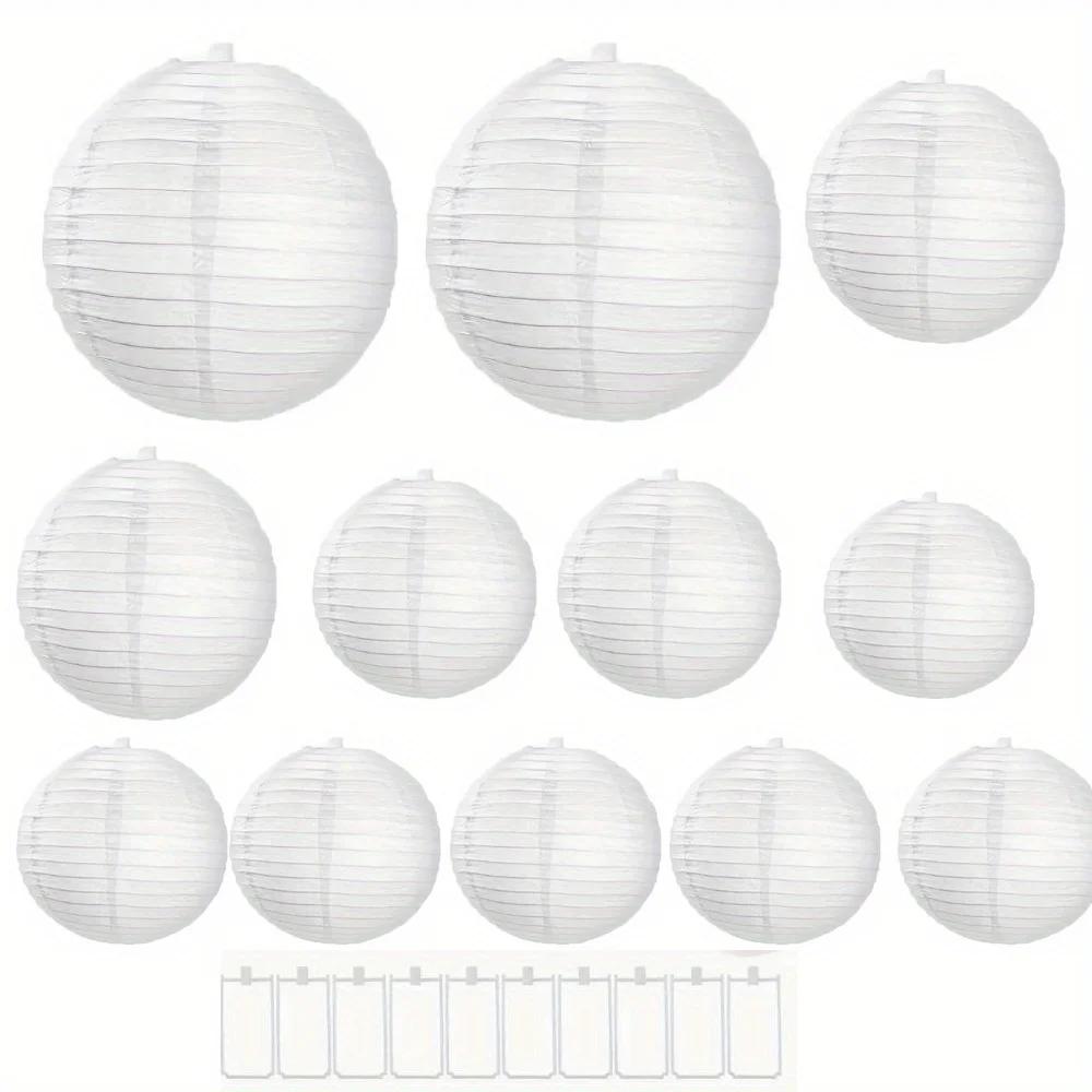 White Paper Lantern Set round Folding Outdoor Wedding Decorative Hanging Lantern for Party Festive Lighting