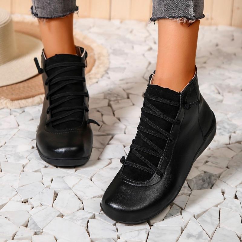 Модные зимние женские туфли на плоской подошве из натуральной кожи женские короткие ботинки в стиле ретро модные женские ботинки на шнуровке с мехом 36-43