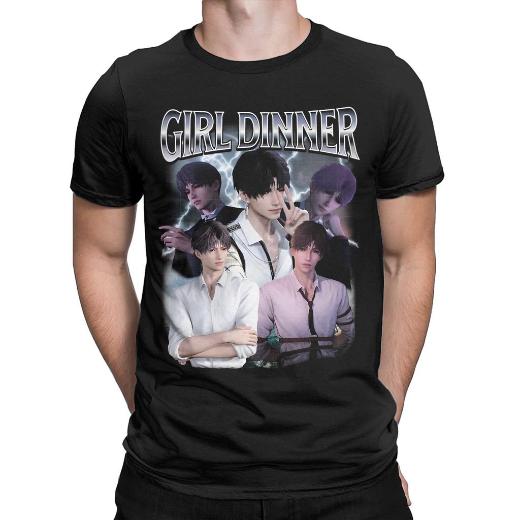 Мужская футболка Rafayel Love and Deepspace Girl Dinner Игровая футболка Otome Аниме Крутая хлопковая футболка Футболка с коротким рукавом Взрослый мерч