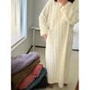 Fashion Winter Women Nightgowns Jacquard Dress Night Dress Loose Solid Color Thickened Flannel Sleepwear Home Clothes