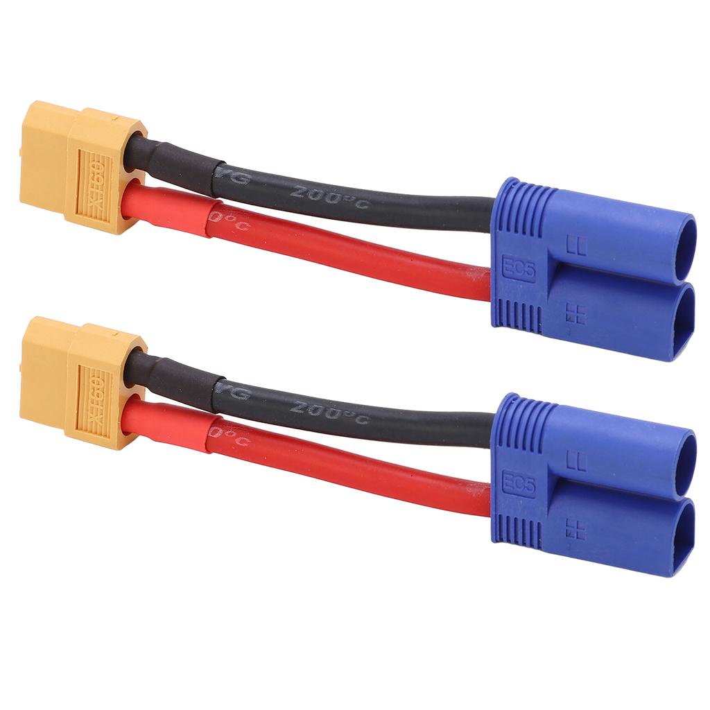 2 шт. Кабель-адаптер с разъемом XT60 (мама) на EC5 (папа) 12AWG Силиконовый провод для RC-автомобиля, самолета 3,74 дюйма