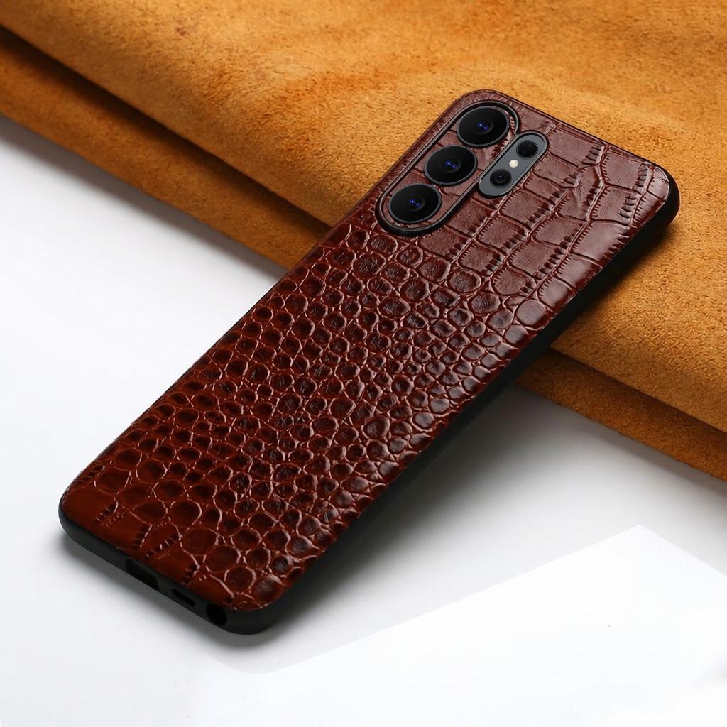 Genuine Cowhide Leather Phone Case for Samsung Galaxy S25 S26 Ultra S23 Plus S25 FE Luxury Full Protector Back Cove