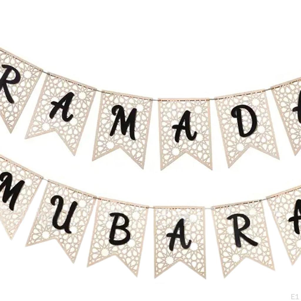 Eid Mubarak Banner Pull Flag for Ramadan Celebration Decor Muslim Party Supplies