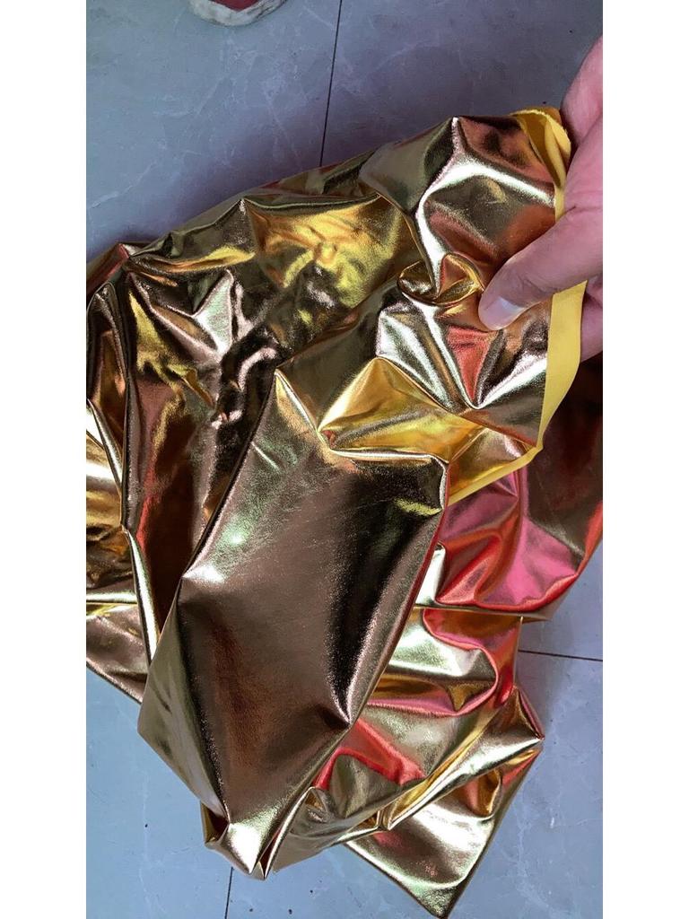 Iridescent Gold Glitter Laser-Spray Dance Skirt with Crystal Background Pattern