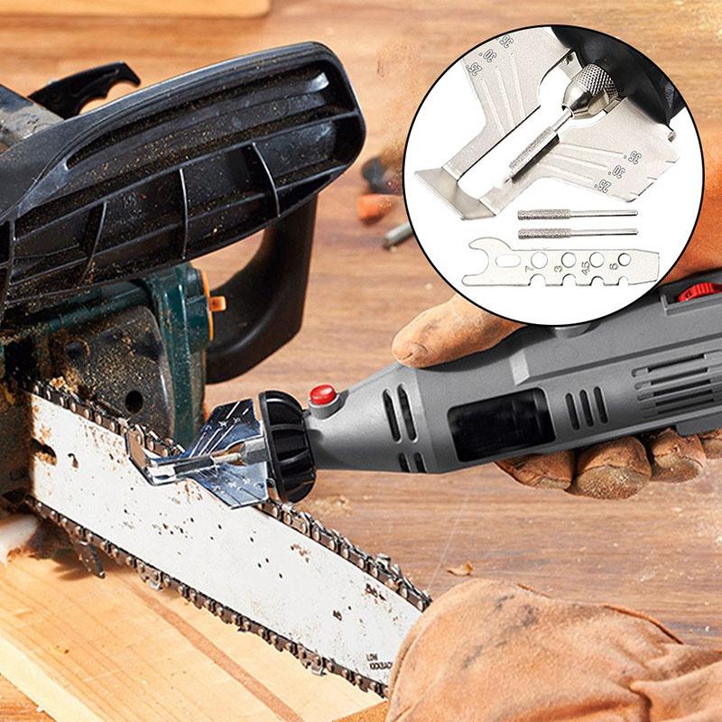 Chainsaw Sharpening Kit Rotary Sharpener Tool Chain Machine Head Saw Chains Blade Guide Drill Adapt Electric Grinder Polishing Attachment Set