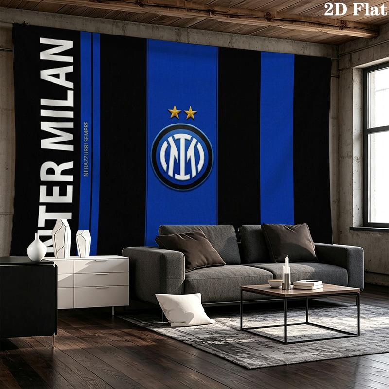 Inter Milan Wall Tapestry Aesthetic Wall Hanging Printed Fabric Blanket Decorative Tapestries for Bedroom Living Room Home Decor