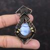 Blue Lace Agate Pendant Copper Wire Wrapped Jewelry Handmade Gemstone Pendant Latest Design Jewelry Copper Wire Wrapped Pendant Gift For Her