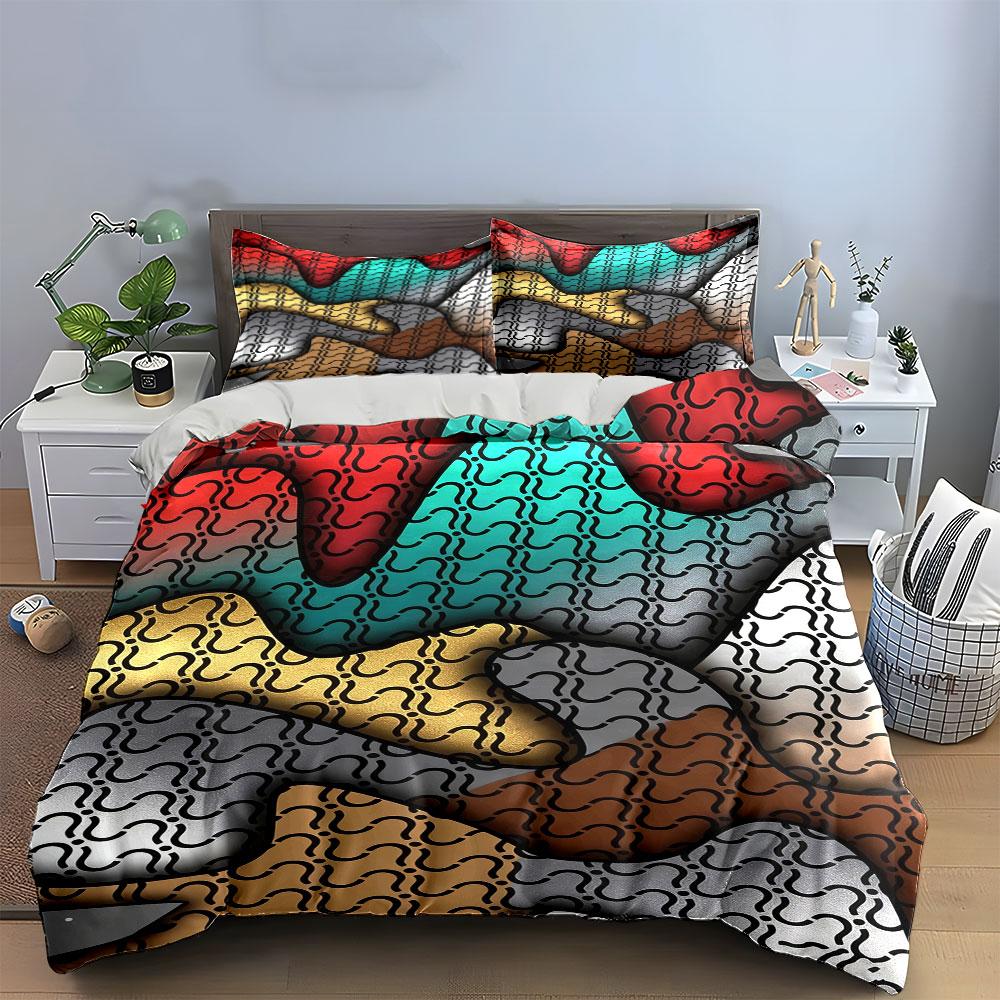 Abstract colored waves pattern. Bedding sets Duvet cover sets Duvet covers Pillowcases(1 * Duvet Cover 2 * Pillowcases without duvet insert)