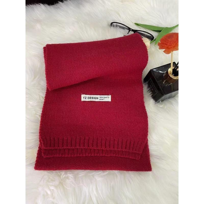 New Korean Style Soft and Skin Friendly Solid Color Versatile Knitted Scarf for Women Winter Warm and Comfortable Scarf Whitening Student Couple