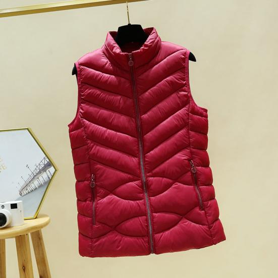 Women's Padded Vest Autumn Winter Ultra Light Zipper Closure Warm Sleeveless Jacket Slim Fit Windproof Stand-up Collar Waistcoat for Home Work