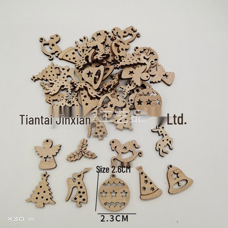 Eco-Friendly Vintage Christmas Ornaments - Creative Cartoon Wood Chip Design