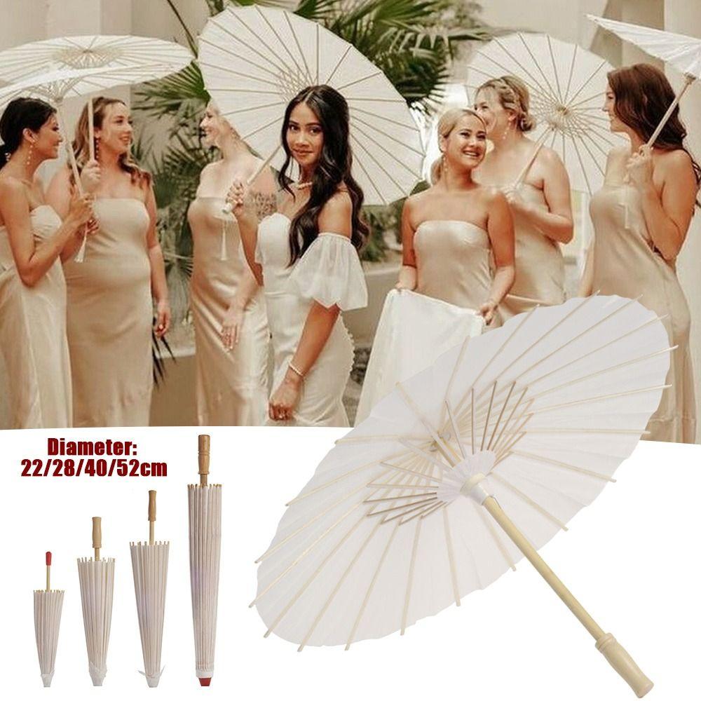 White Color Oil Paper Umbrella Vintage Style Decorative Umbrella  Festive Atmosphere