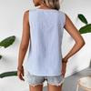 New Women's Casual Sleeveless Striped Top T-shirt with A Slanted Collar
