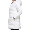 Adidas Куртка пуховая женская средней длины с капюшоном и принтом логотипа, верхняя одежда, белая FQ7570