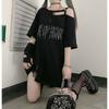 Y2k Girl Letter Print Off Shoulder Punk T-shirts Women Casual Street Black Gothic T-Shirt Harajuku Streetwear Aesthetic