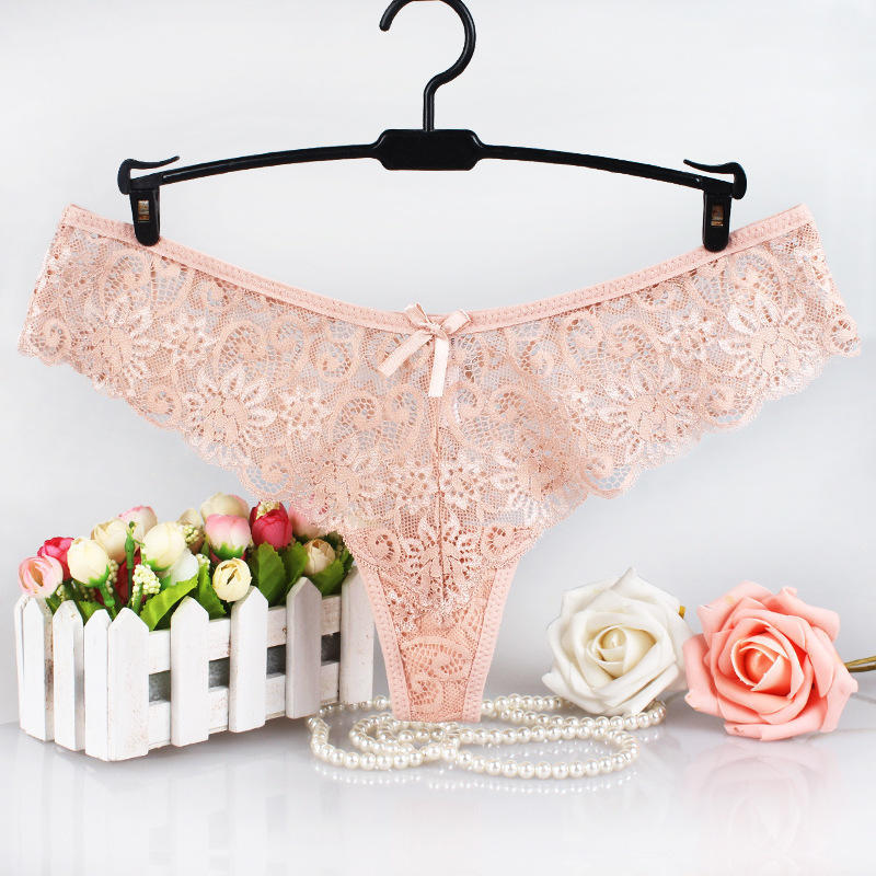 Women's Sexy Low Waisted Thong High-end Transparent Lace Hollow Underwear Women's Triangular Pure Cotton Crotch Panties