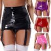 Women's High Waist Mini Skirt Latex Garter with 6 Straps Metal Clip Holder Suspender Belt