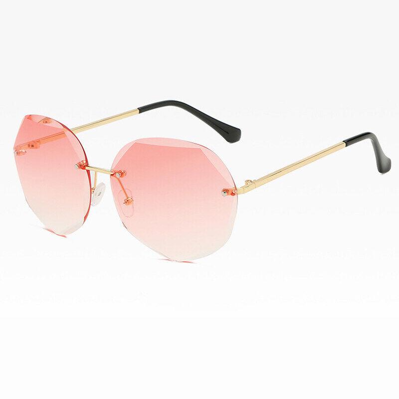 Модные женские новые солнцезащитные очки женские безрамные солнцезащитные очки с отделкой солнцезащитные очки с отделкой из полигональных линз женские очки