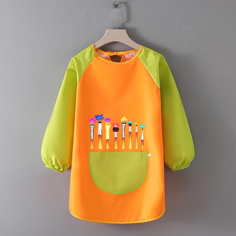Детский водонепроницаемый художественный фартук с логотипом - Двусторонний фартук для рисования и еды