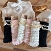 Women Fairycore Knitted Leg Warmers Calf Socks Japanese Sweet Bowknot Ruffled Lace Trim Leg Covers Boot Cuffs Stockings