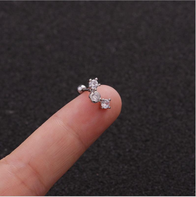 1 шт. новые серьги-гвоздики из нержавеющей стали с изображением листьев и звезд, блестящие серьги-гвоздики для ушей с кубическим цирконием, ювелирные изделия для пирсинга