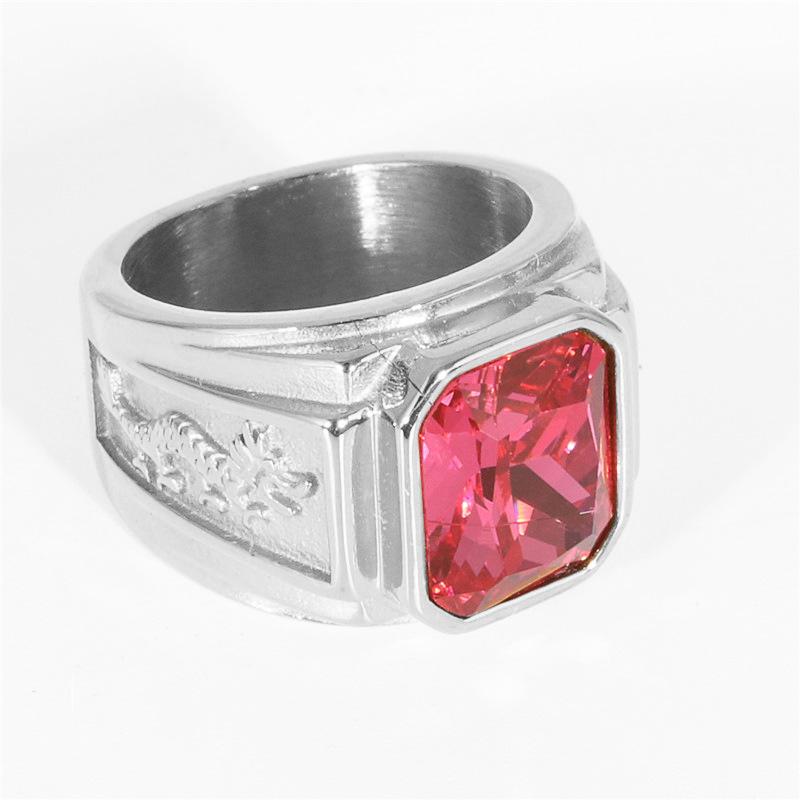 Ювелирное изделие Кольцо с двойным драконом из титановой стали в стиле панк, женское индивидуальное кольцо из нержавеющей стали с гравировкой и инкрустацией из квадратных драгоценных камней в виде дракона