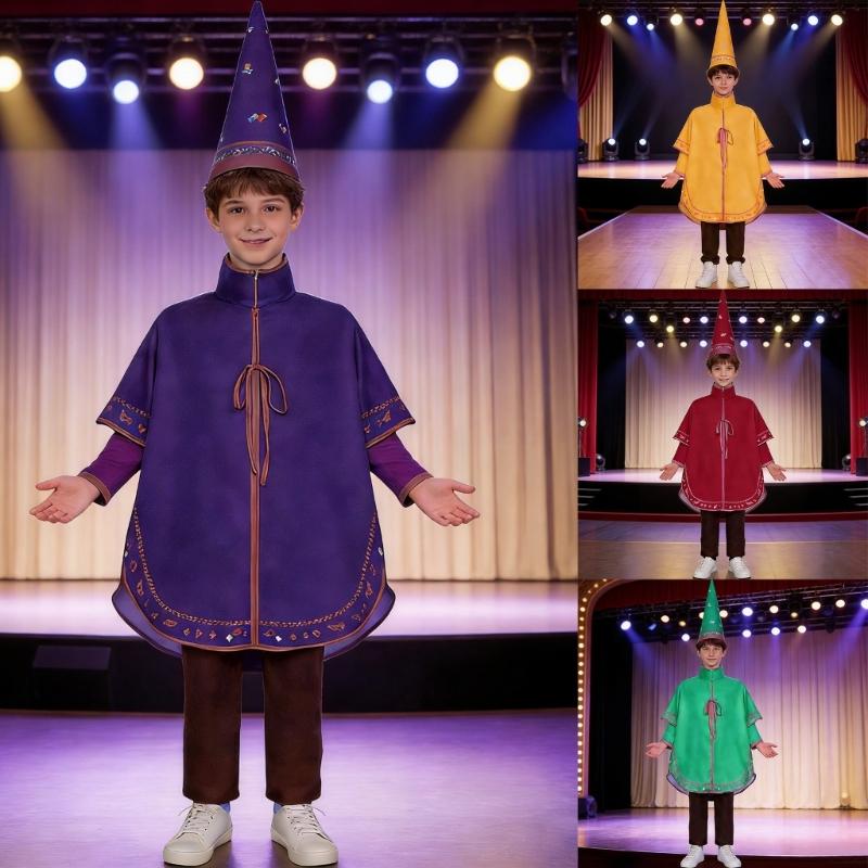Anime Cosplay Costume Set With Cape And Hat For Stage Performances Uniform Cloth Fabric Role Play Cosplay Accessory