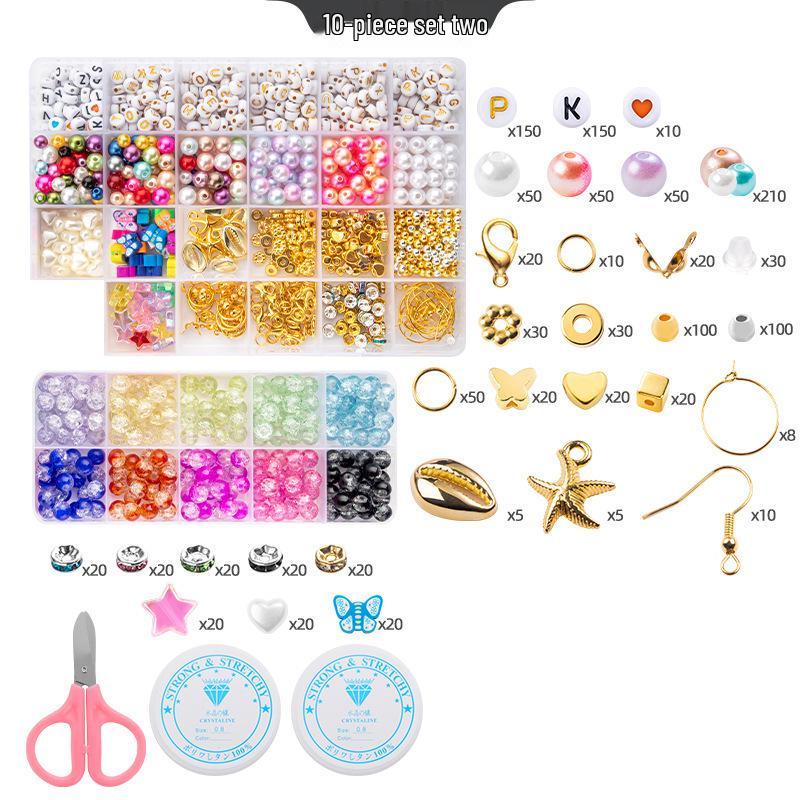 8mm Crackle Bead Bracelet Set: DIY Jewelry Flower Bead Accessories, Lampwork Crystal Loose Beads.