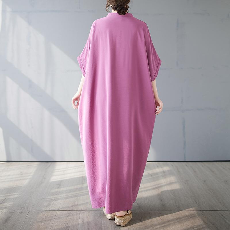 DIMANAF 2025 Летнее платье больших размеров Базовое женское повседневное свободное длинное винтажное новое однотонное платье макси с V-образным вырезом