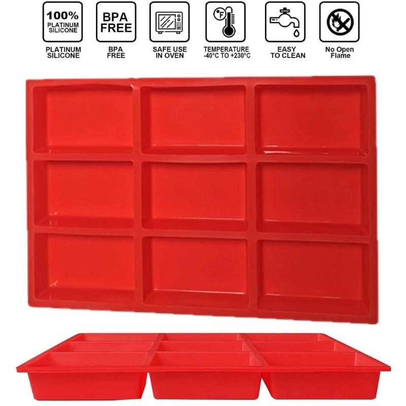 9 Cavity Rectangular Silicone Cake Molds for Baking Enthusiasts Space Saving Design Easy Releases Perfect Dessert